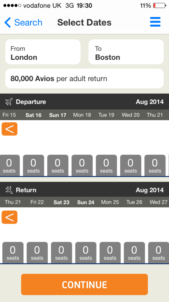 Avios Flight Finder app