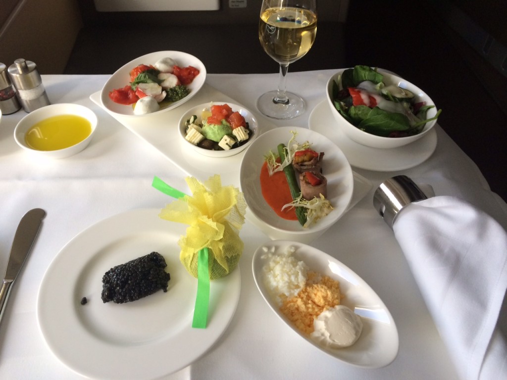 Lufthansa First Class appetiser A340 review