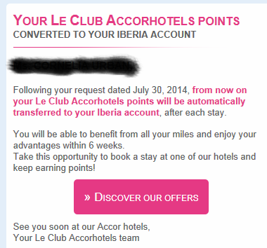 How To Convert Any Number Of Accor Points Avios Her Accor Account Dropped To Zero Points Within 24 Hours 2 800 Had Been Deposited Into Newly Opened Iberia Plus At A