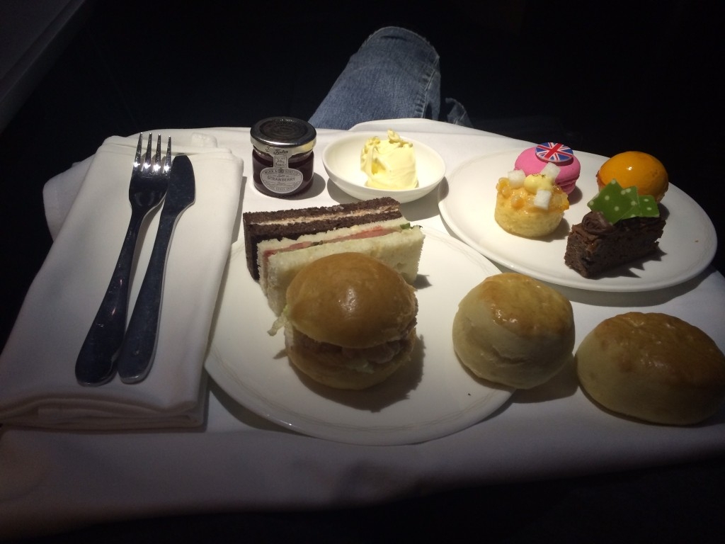 British Airways A380 First Class afternoon tea