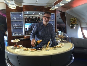 Emirates A380 business class review bar