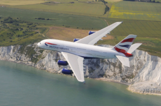 British Airways BA A380 flying