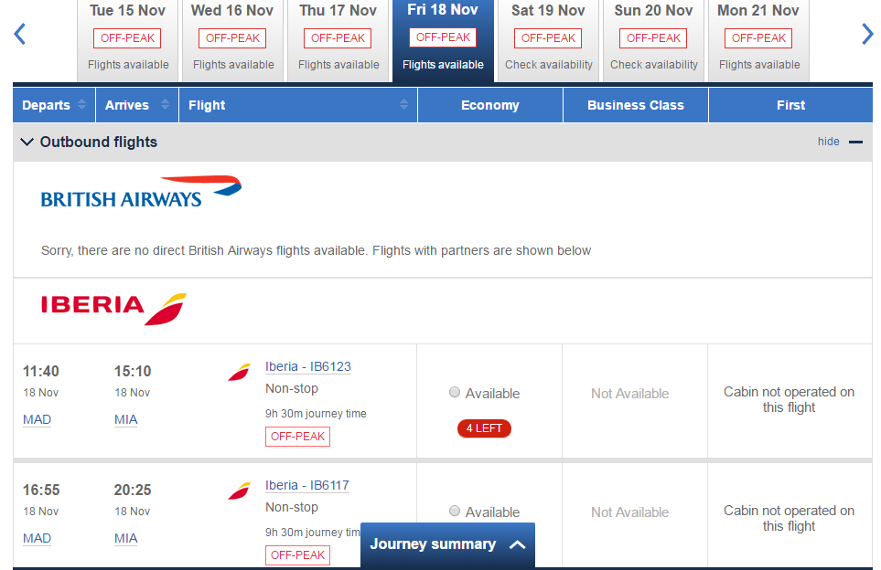 Booking iberia flights with Avios