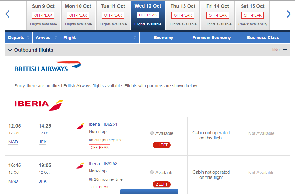 Booking iberia flights with Avios