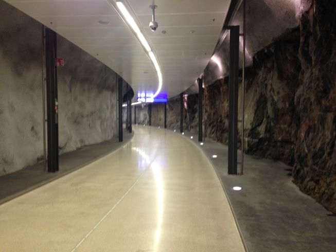 Helsinki Aiport Train Station walking tunnel