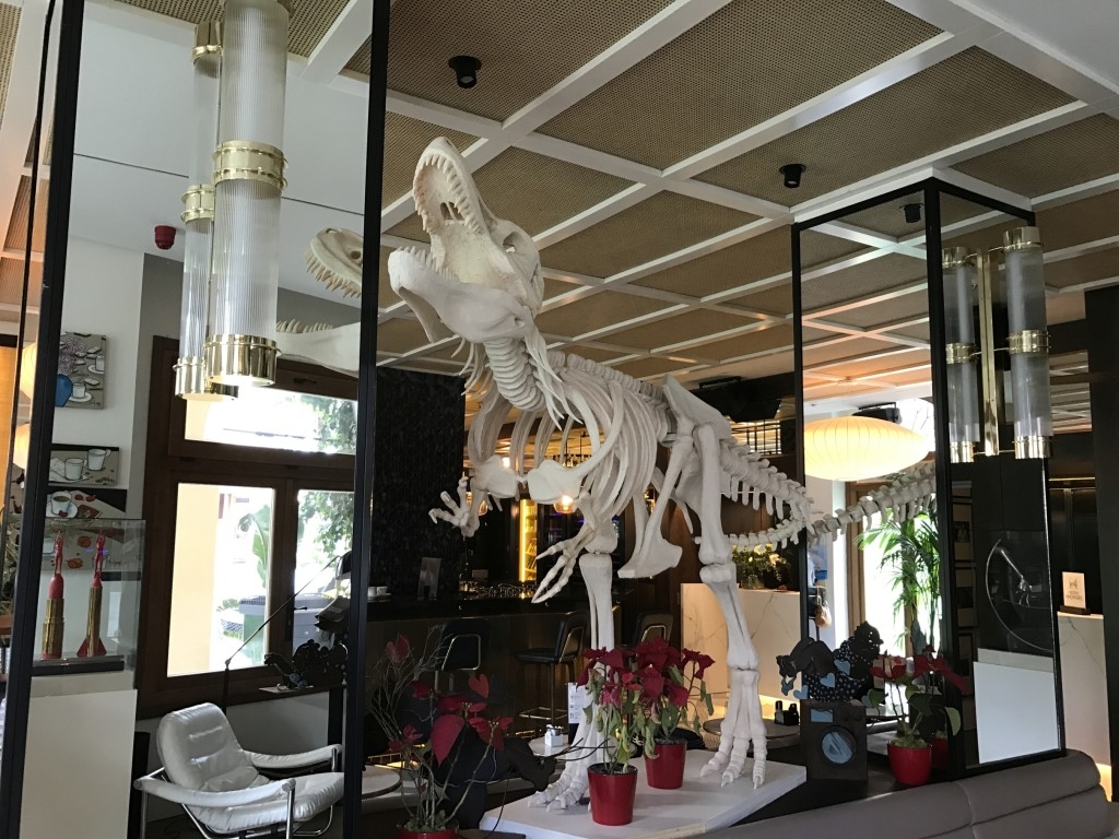 Gran Hotel Montesol Curio Hilton Ibiza entrance dinosaur