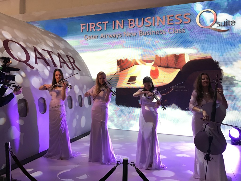 qatar airways new business class seat musicians