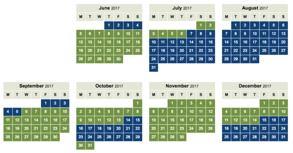 BA Avios off peak calendar 2017