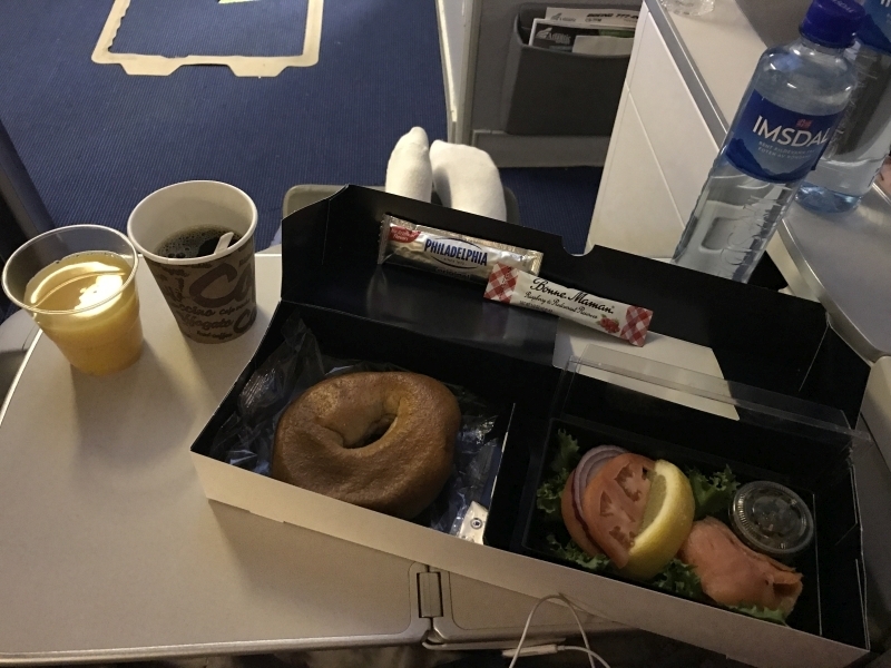 Norwegian premium review - business class breakfast