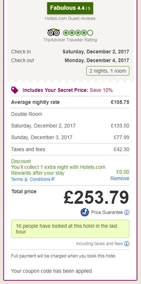 Hotels.com rewards night coupon