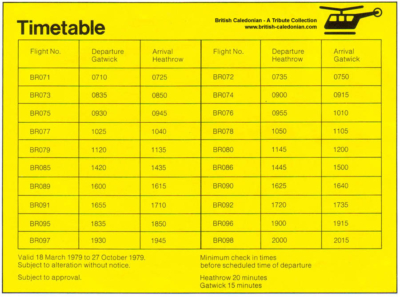 Old Airlink Heathrow Gatwick timetable