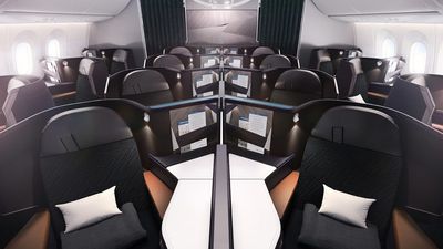 WestJet Boeing 787 flat bed business class London Gatwick Calgary