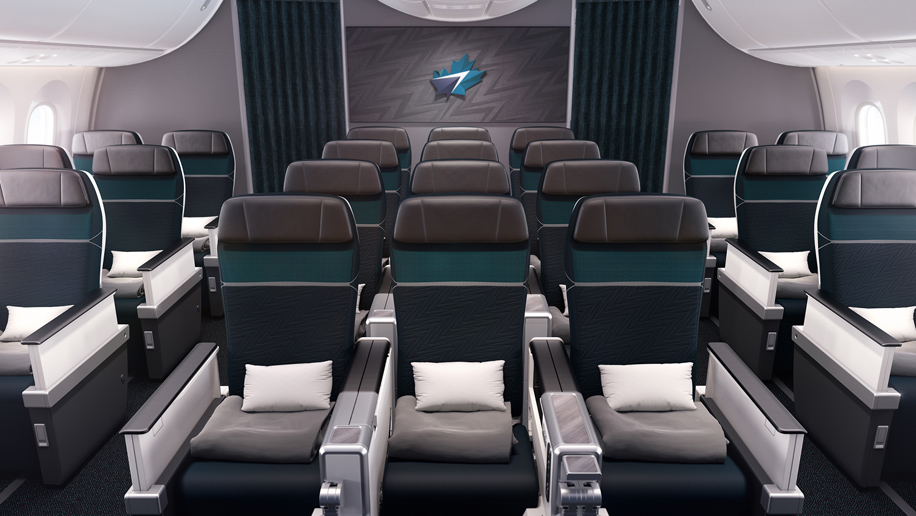 WestJet Boeing 787 flat bed business class London Gatwick Calgary