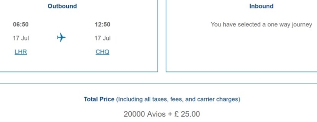 British Airways no taxes Avios pricing