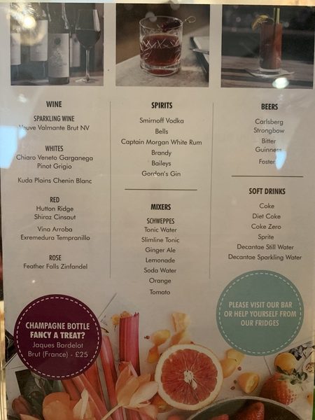 Manchester Airport Terminal 2 Escape Lounge Menu review