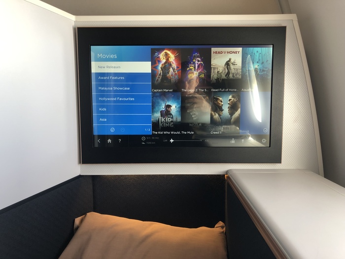 Malaysia Airlines Business Suite A350 review in flight entertainment