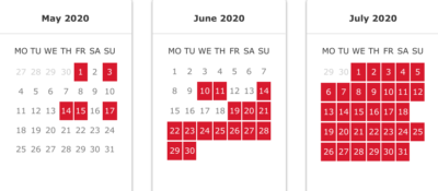 Iberia peak and off-peak Avios calendar 2020