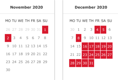 Iberia peak and off-peak Avios calendar 2020