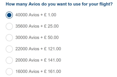 British Airways £1 Avios pricing