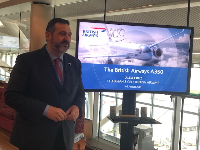 BA A350 inaugural flight Alex Cruz