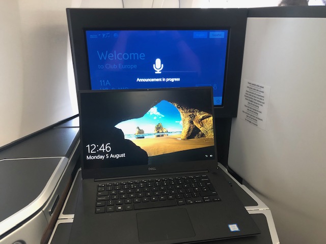 British Airways A350 Club Suite laptop