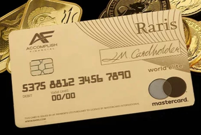 Raris Royal Mint gold debit card