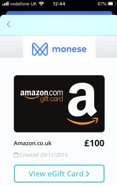 Monese gift card promotion