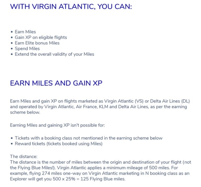 Flying Blue earning on Virgin Atlantic