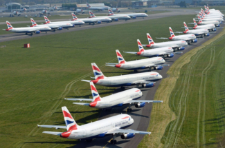 British Airways BA parked aircraft