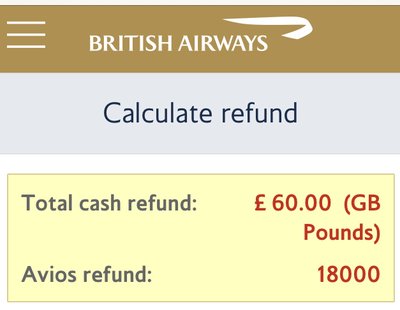 how to get an online British Airways refund for an Avios ticket