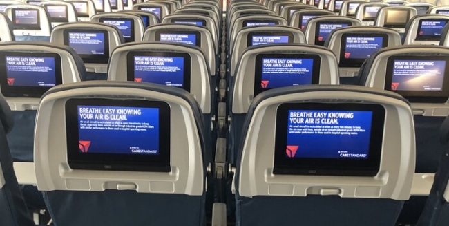 Empty Delta economy cabin