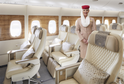 Emirates premium economy cabin