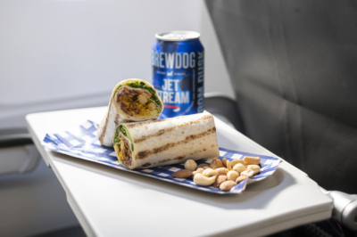 British Airways Eurotraveller Tom Kerridge spiced cauliflower tortilla wrap