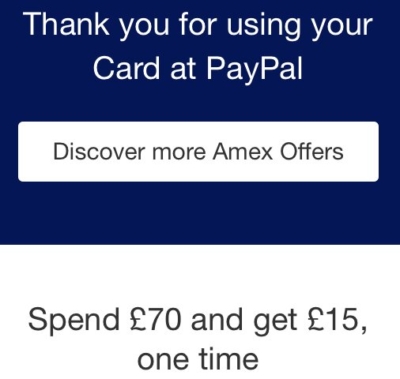 American Express PayPal offer