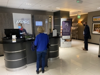 Aspire lounge Newcastle check in
