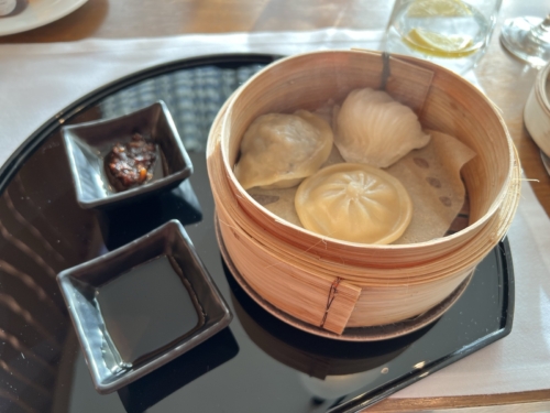 Cathay Pacific First lounge Heathrow dumplings