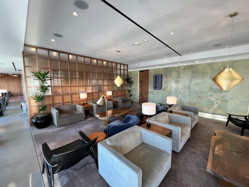 Cathay Pacific First lounge Heathrow seating