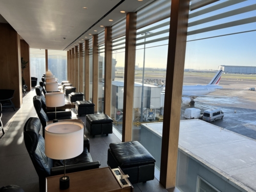 Cathay Pacific First lounge Heathrow window seats