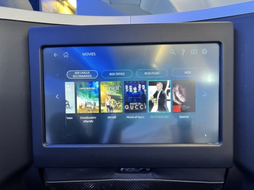 Aer Lingus A330 business class film selection