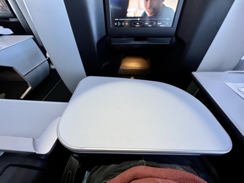 Aer Lingus A330 business class throne seat tray table