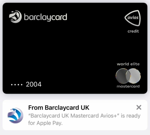 Apple Pay Barclaycard Avios