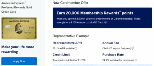 Amex Gold 20,000 points