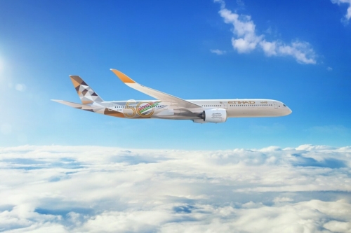 Etihad A350 in flight