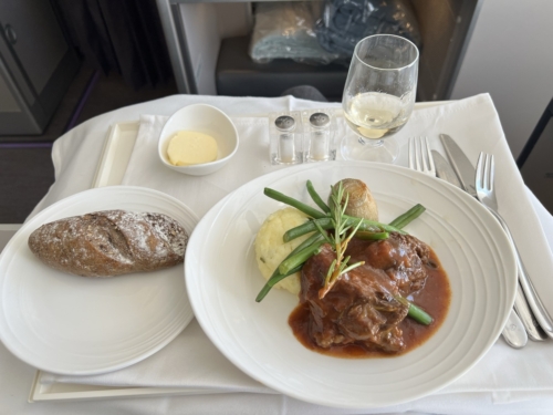 Malaysia Airlines A350 business class beef cheek