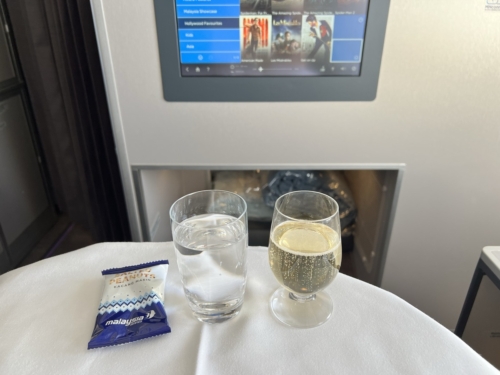 Malaysia Airlines A350 business class welcome drink