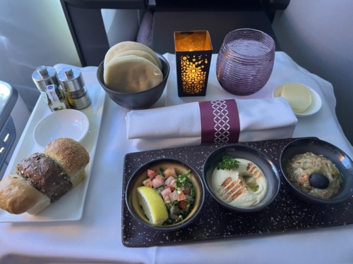 Qatar Airways 787-9 business class arabic mezze