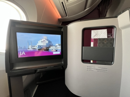 Qatar Airways 787-9 business class seatback