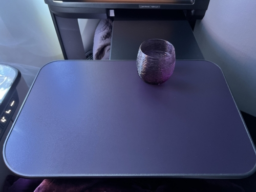 Qatar Airways 787-9 business class tray table landscape