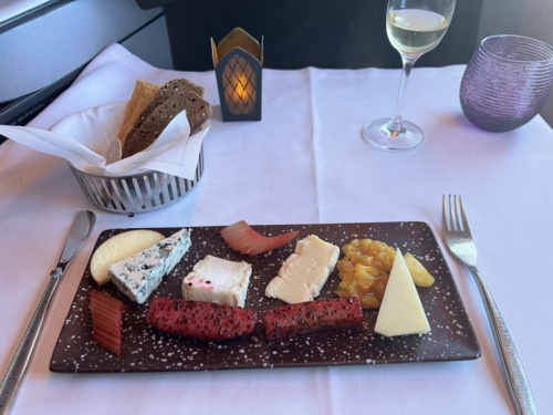 Qatar Airways Qsuite cheeseboard