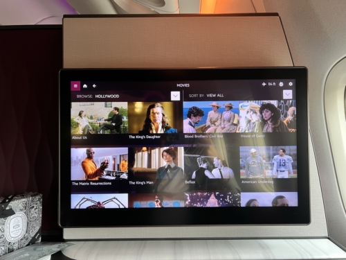 Qatar Airways Qsuite film selection